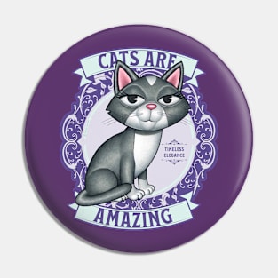 Cute Kitty Cat on purple wreath Cats are Amazing Pin