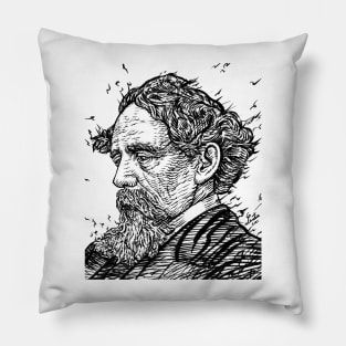 CHARLES DICKENS - ink portrait .2 Pillow
