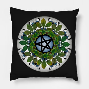 Full moon pentagram butterfly ring Pillow