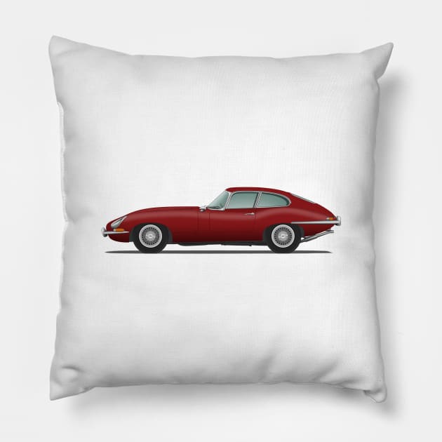 Jaguar E Type Fixed Head Coupe Maroon Pillow by SteveHClark