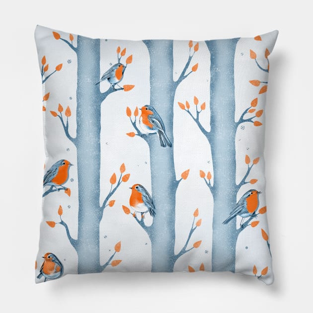 Robin birds Pillow by yulia-rb