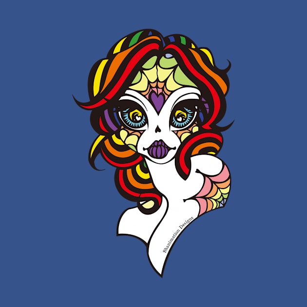 Rainbow Sugar Skull by Shanimation