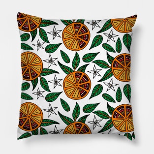 Oranges and Blossoms Pattern Pillow