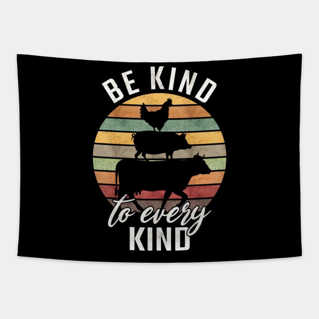 Be Kind to every Kind Vegan Retro Tapestry by Stoney09