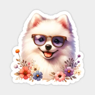 American Eskimo Dog Floral Magnet