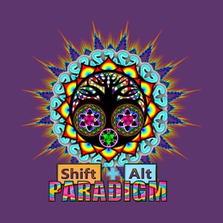 Shift Alt Paradigm Sacred Geometry Science Merkaba Tree of Life Flower of Life Atom Logo T-Shirt