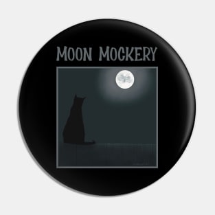 Mouse in the Moon Mocks Cat Sitting on a Fence - cute cat cartoon Pin