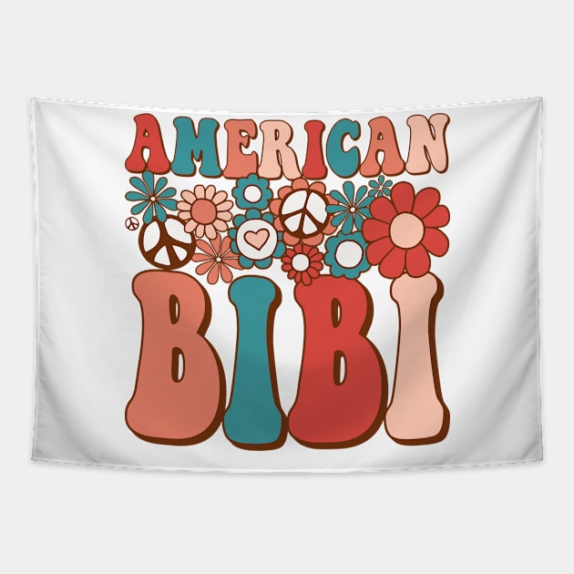 Retro Groovy American Bibi Matching Family 4th of July Tapestry by BramCrye