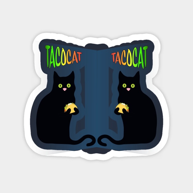 Taco Cat sees his reflection. Taco caT spelled backwards is Taco caT! Magnet by StephJChild