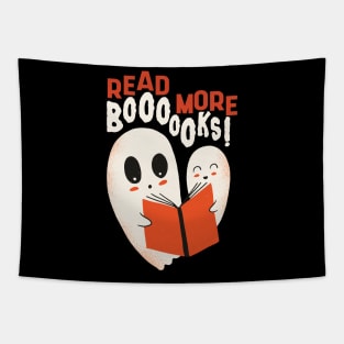 Read More Boooks! // Cute Halloween Ghost Book Lover // Avid Reader Bookworm Tapestry