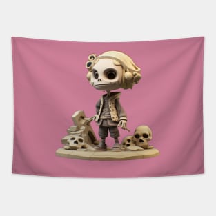 preppy skeleton has hair and clothes that look great on the tribunal. Tapestry