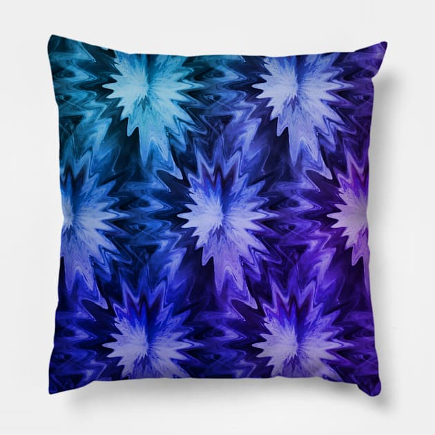 Purple  Ombre Fluid Pour Daises Flowers Pillow by Moon Art