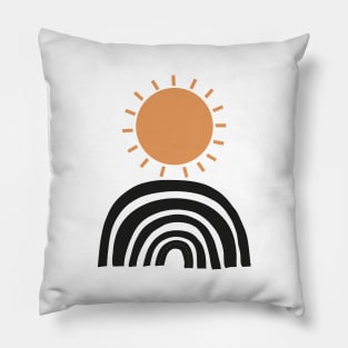 Contemporary poster design abstract sun and rainbow shape Pillow