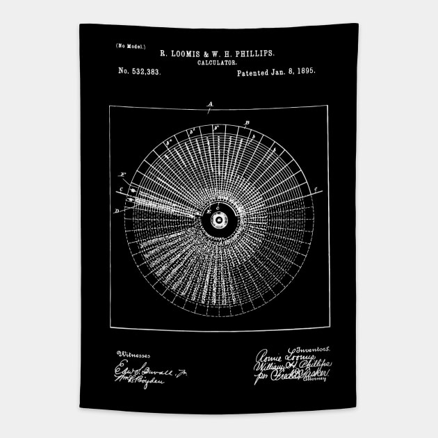 Calculator 1895 patent First Calculator Patent  /  Phillips Patent Print, Gift for Accountant, Finance Department Wall Decor Tapestry by Anodyle