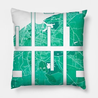 Havana, Cuba City Map Typography - Watercolor Pillow