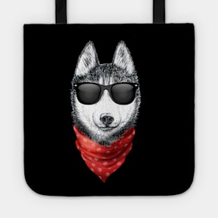 Siberian Husky Shirt with Sunglasses Tote