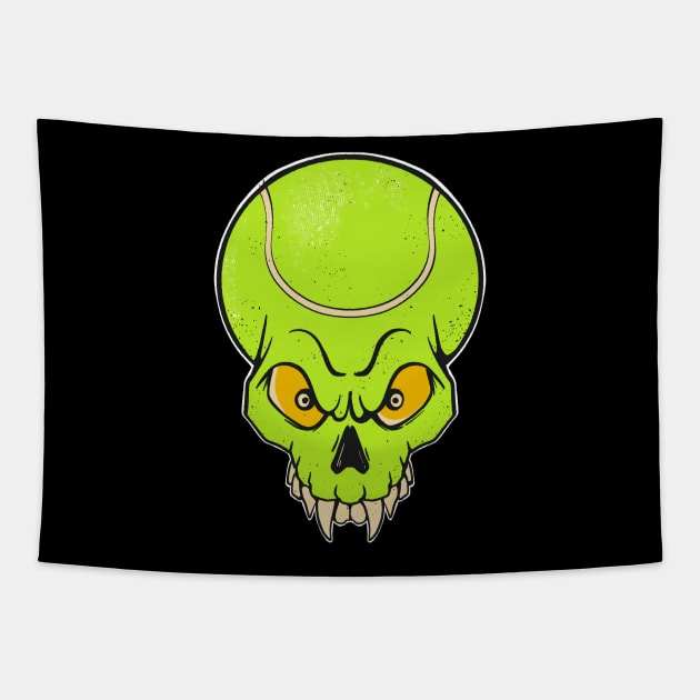 Tennis Ball Skull Design Tennis Player Tapestry by Foxxy Merch