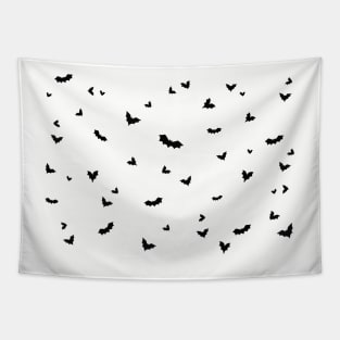 Flying black bats pattern repeat simple halloween spooky digital illustration Tapestry