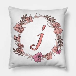 Letter J Rose Pink Initial Monogram - Letter j Pillow