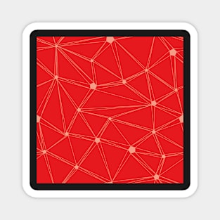 Pentagon grid fiery red and coral Magnet