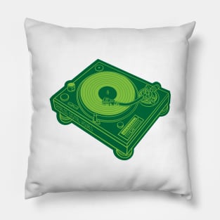 Turntable (Yellow Green Lines + Cadmium Green Drop Shadow) Analog / Music Pillow