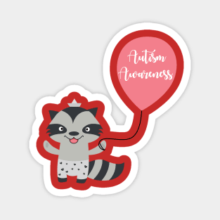 Autism Awareness Raccoon Magnet