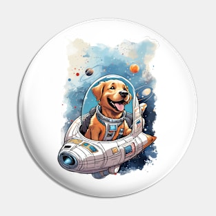 Golden Retriever in Space Pin