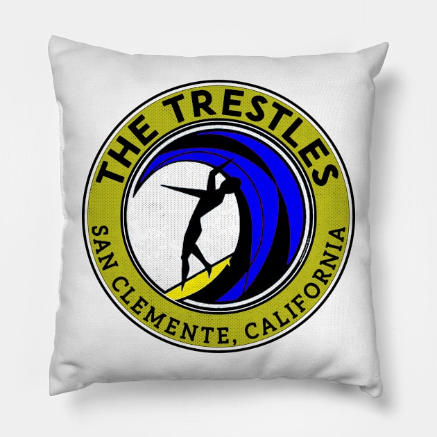 Surfing The Trestles San Clemente California Pillow by TravelTime