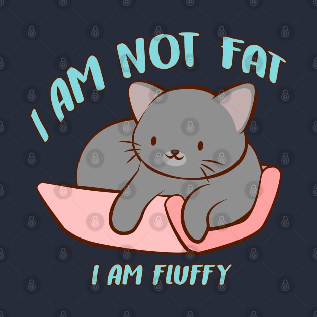I am not fat Kawaii Kitty Cat by Irene Koh Studio