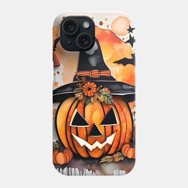 Grinning Pumpkin Witch - A Whimsical Halloween Delight Phone Case by puravidavisions