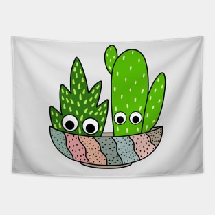 Cute Cactus Design #213: Cacti Arrangement In A Nice Planter Bowl Tapestry