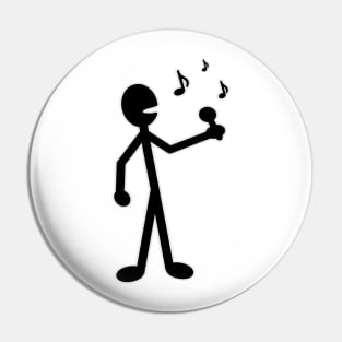 Singing Musician Stick Figure Pin