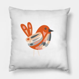 Winter Birds - Gray + Red Pillow