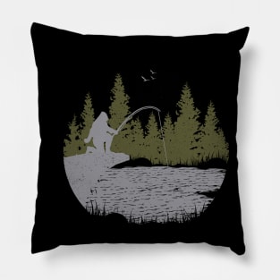 Bigfoot Fishing Gifts Pillow