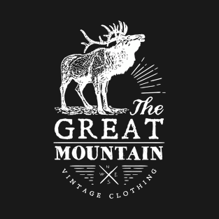 Retro Animal Stag Great Mountain Vintage Clothing White T-Shirt