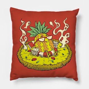 Cute Pineapple on Pizza Cartoon Pillow