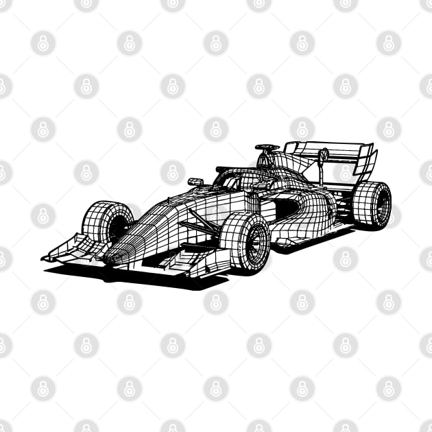 Formula 3 Car Blueprint Sketch Art by DemangDesign