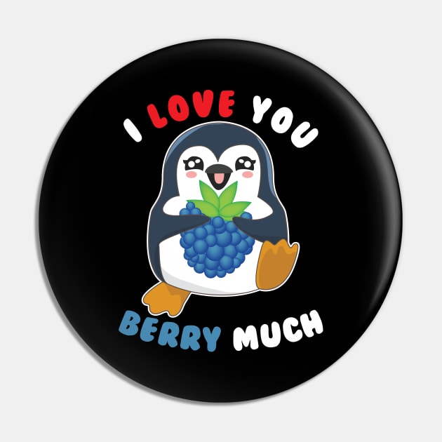 I Love You Berry Much Cute Penguin I Love You Pun Pin by theperfectpresents