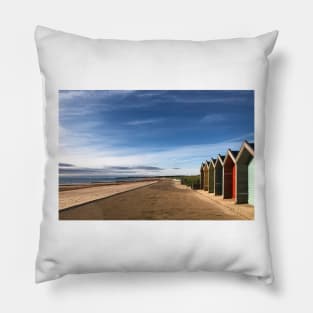 Blyth beach huts in July sunshine Pillow