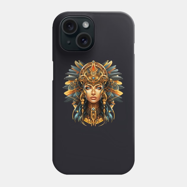 A pharaonic queen wearing a golden headdress and ancient Egyptian jewelry Phone Case by FK