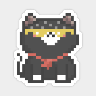 Pixel Quiet Black Border Collie Head White Socks Cat 66 Magnet