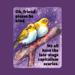 Oh friend please be kind we all have the late-stage capitalism scaries T-Shirt