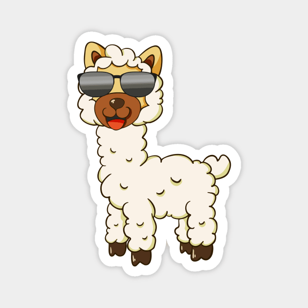 Cool Llama Cute Alpaca With Sunglasses Magnet by Foxxy Merch