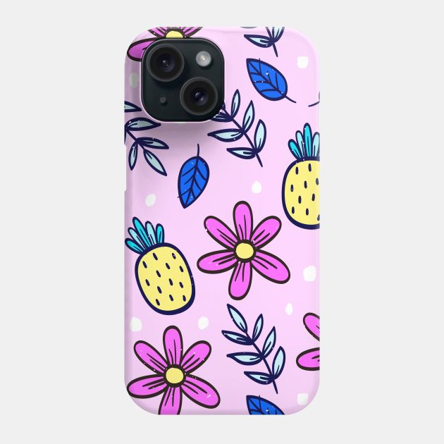 🍍 Pineapples and flowers pattern 🌼 Phone Case by Pop Cult Store