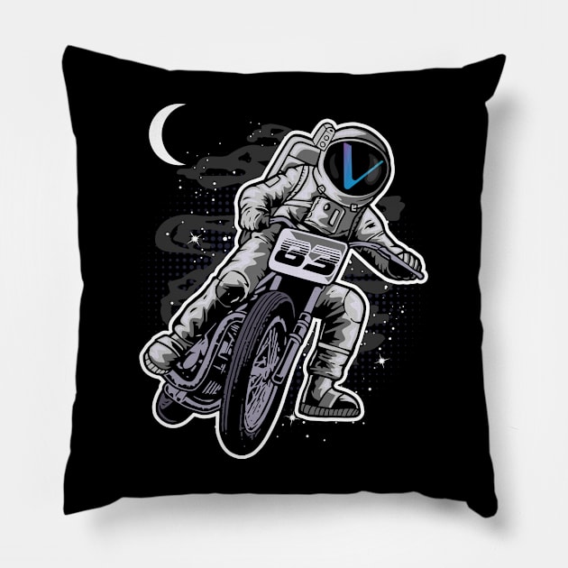 Astronaut Motorbike Vechain Crypto VET Coin To The Moon Token Cryptocurrency Wallet Birthday Gift For Men Women Kids Pillow by Thingking About