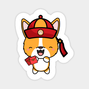 Cute corgi ready for lunar new year Magnet