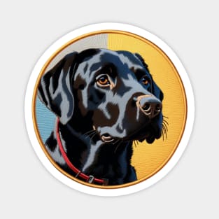 Black Lab Embroidered Patch Magnet