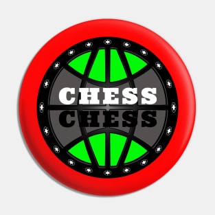 Chess Logo in Black, White and Green Pin