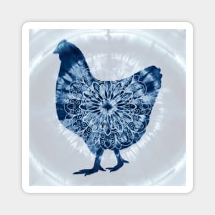 Chicken Mandala Indigo Blue Tie Dye Magnet