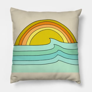 wave dreams retro surf art by surfy birdy Pillow